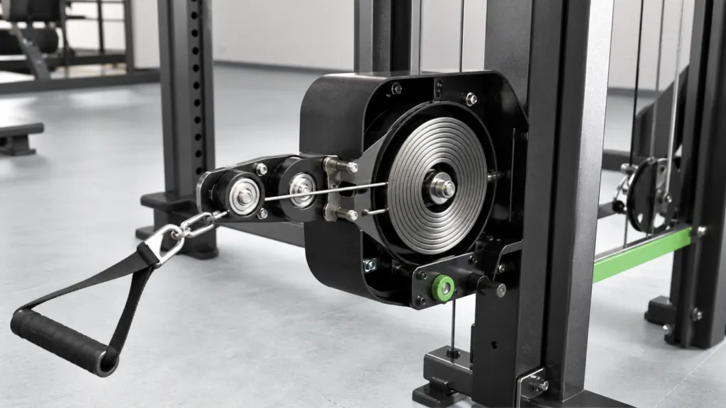 Constant force spring module in a fitness cable resistance machine