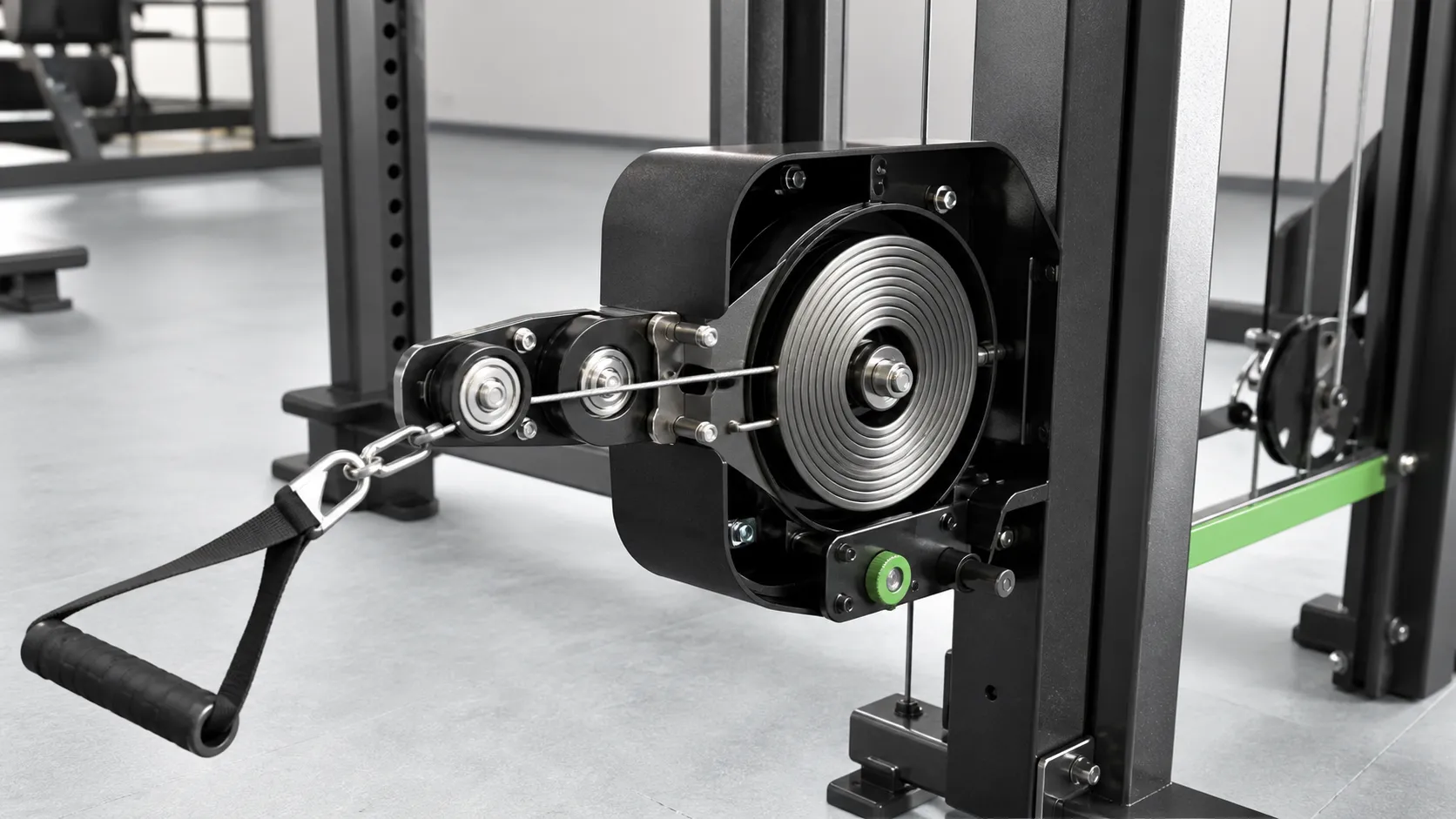 Constant force spring module in a fitness cable resistance machine