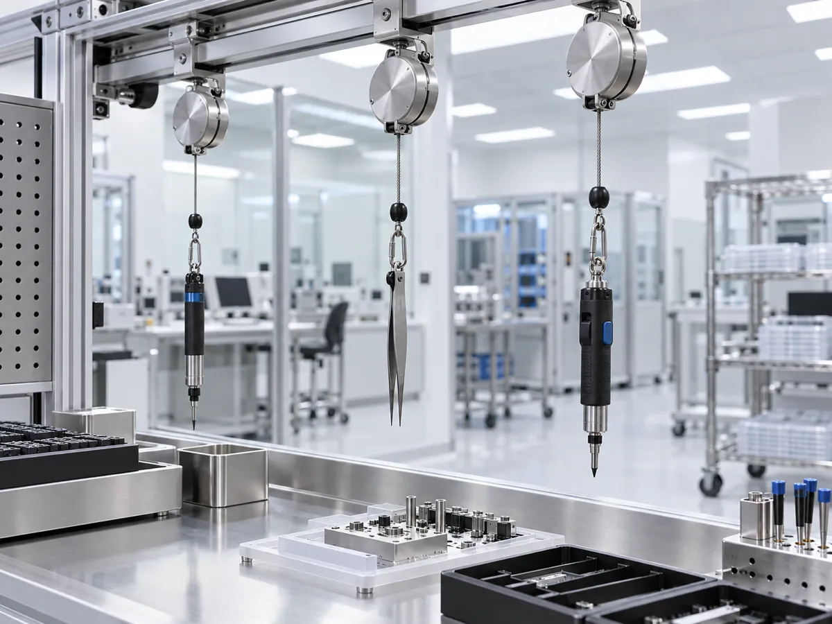 Cable Spring mechanism for cleanroom tool suspension