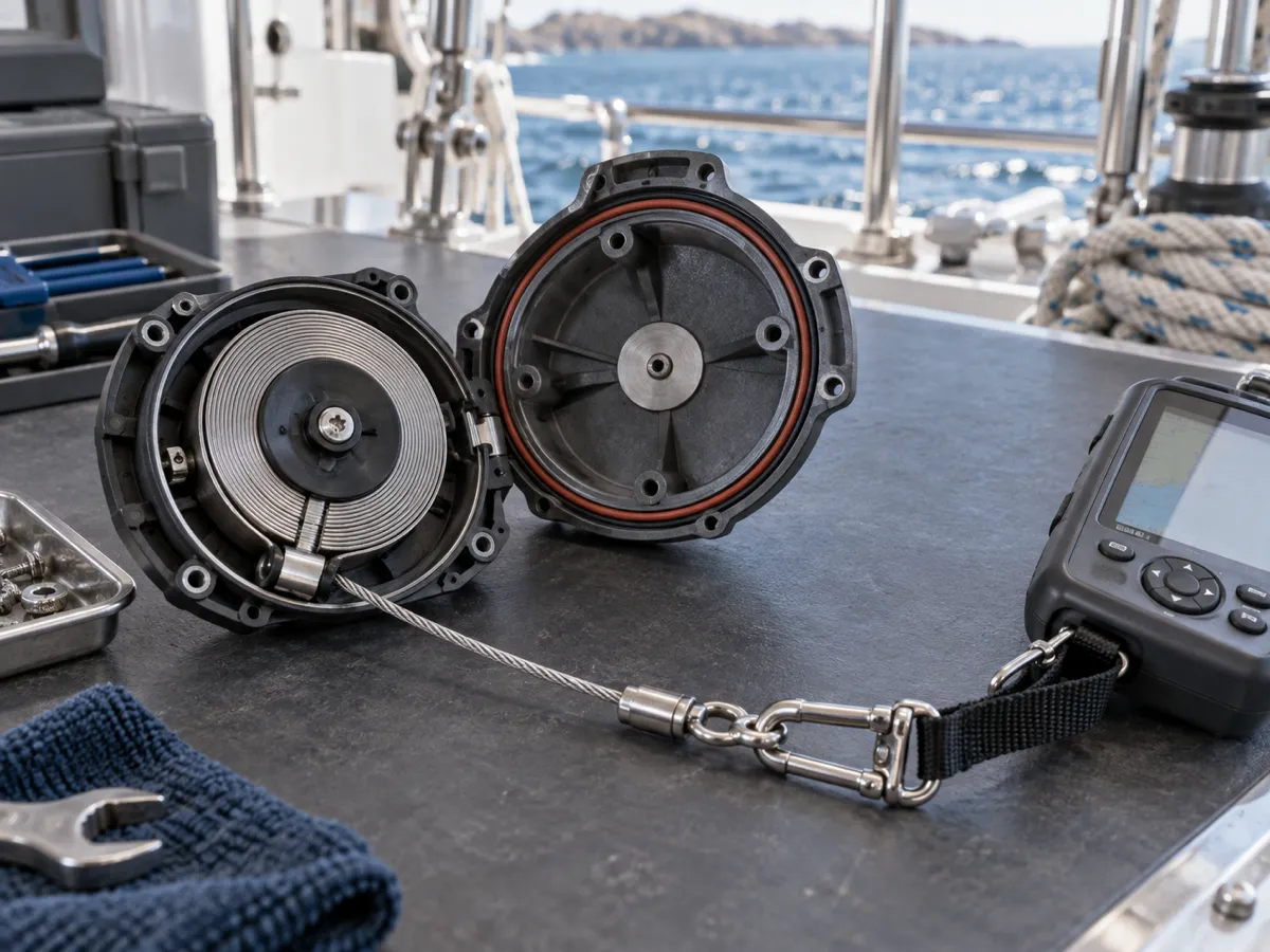 Cable Spring mechanism for marine instrument safety tether
