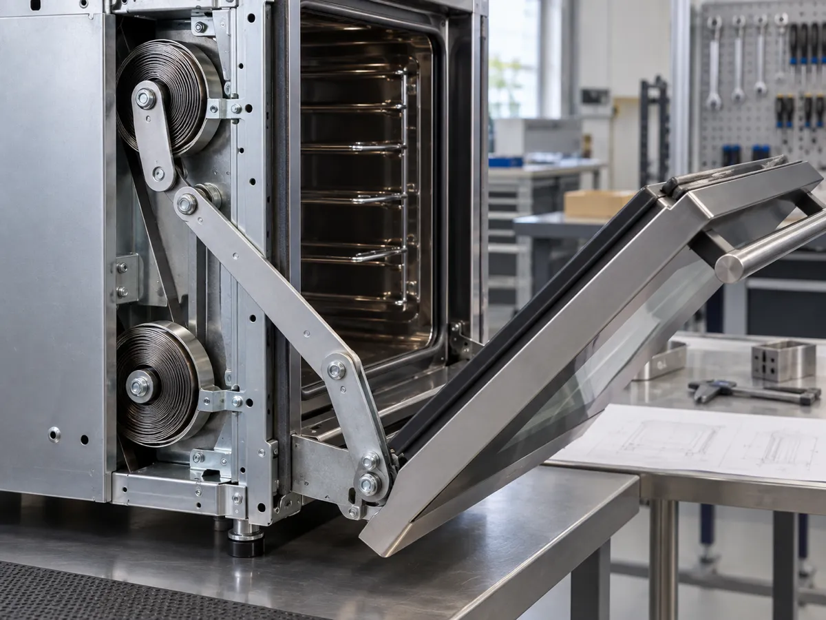 Constant Force Spring mechanism for commercial oven door counterbalance