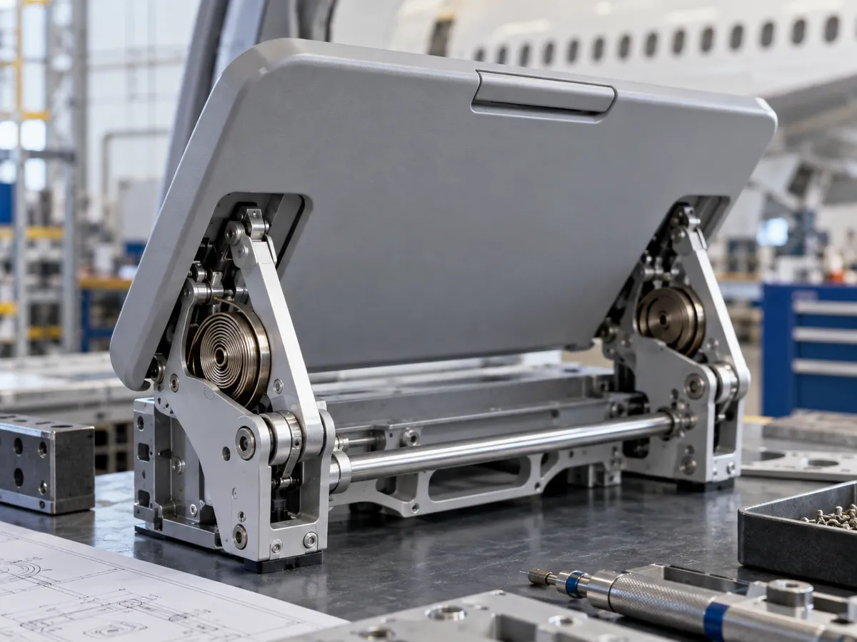 Constant Torque Spring mechanism for aircraft passenger tray table