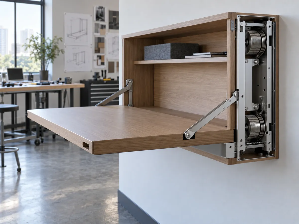Constant Torque Spring mechanism for fold-down wall desk