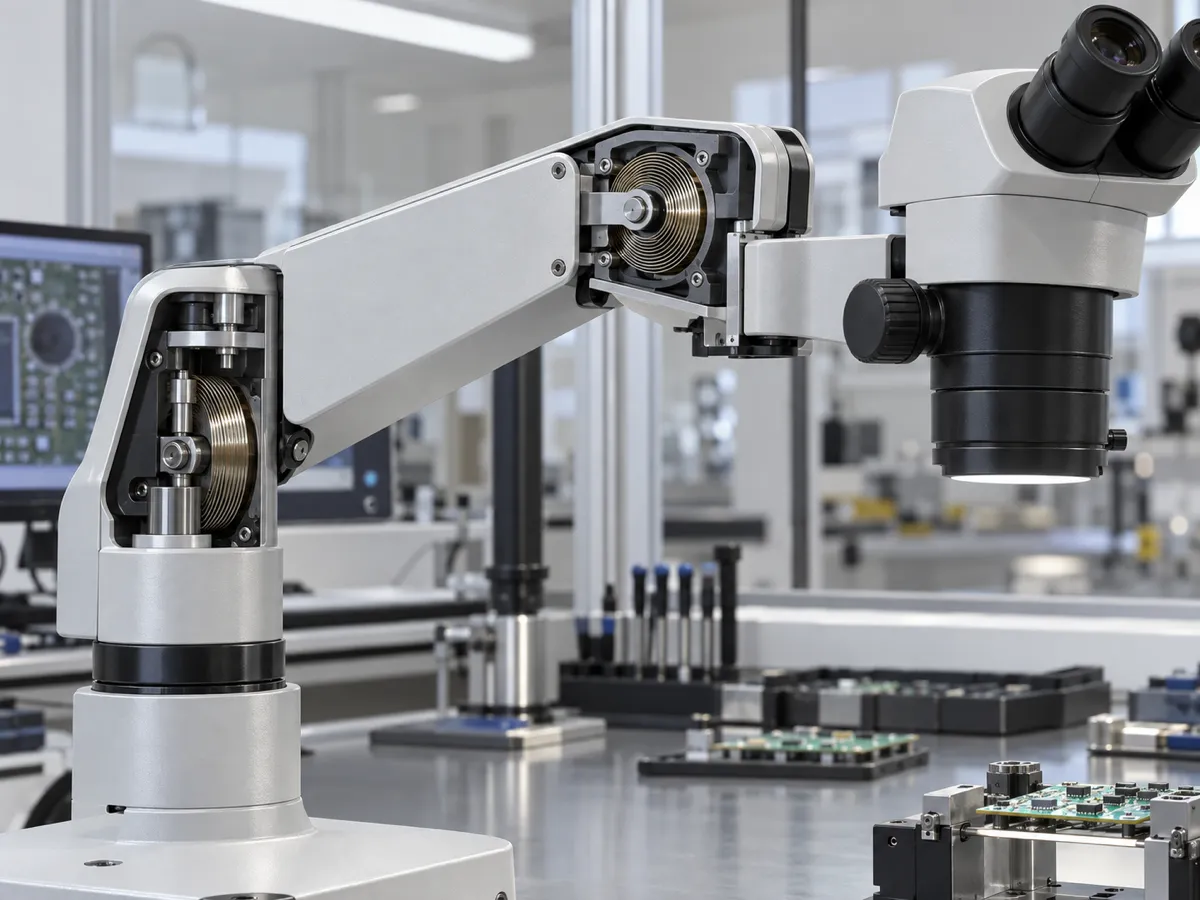 Constant Torque Spring mechanism for optical inspection microscope arm