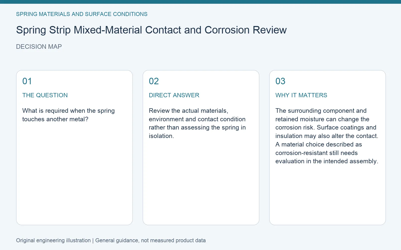 Decision map for spring strip mixed material corrosion: question, direct answer and engineering considerations