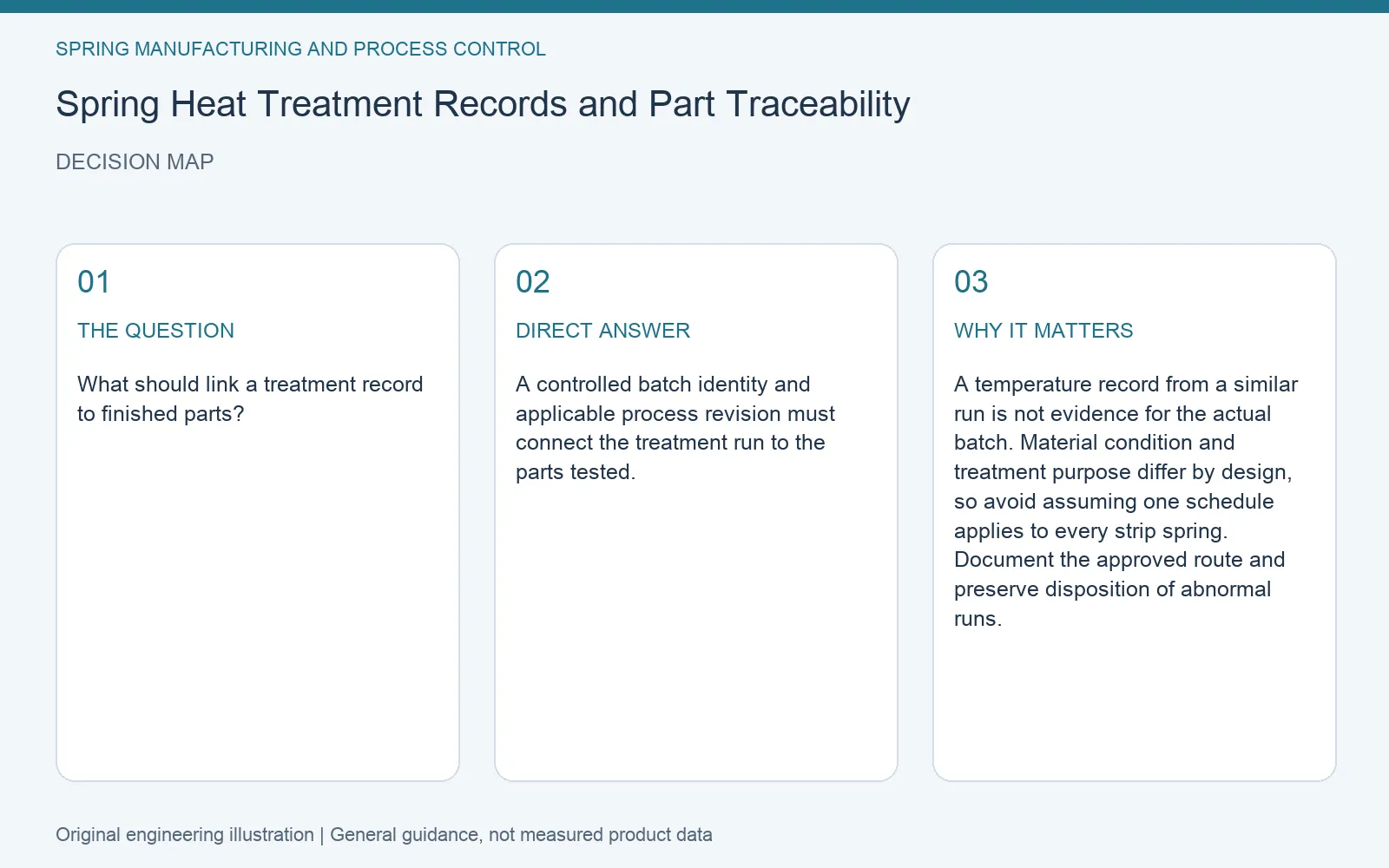 Decision map for spring heat treatment traceability: question, direct answer and engineering considerations
